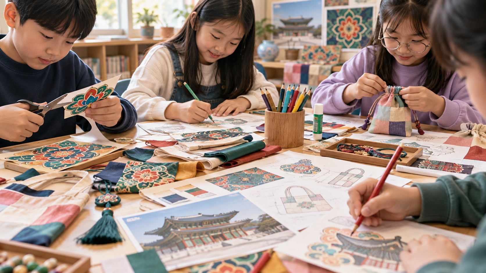 Students designing practical goods inspired by Jeonnam cultural heritage