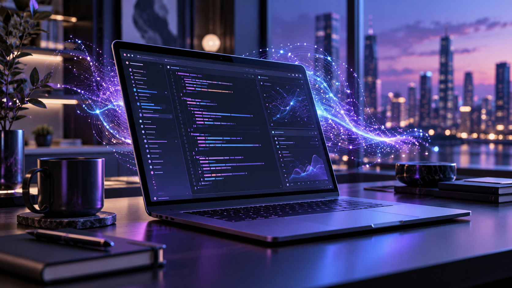AI coding assistant on a developer laptop